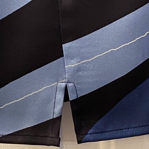 NWT i.e. Womens 100% Silk Blouse Shirt Sz 8 (M) 3/4 Sleeve Blue/Brown Abstract - Picture 7 of 11